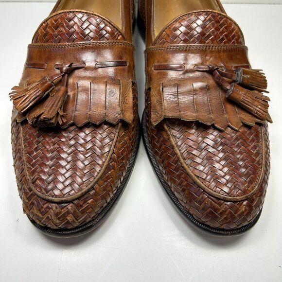 Johnston & Murphy Domani Brown Woven Leather Tassel Loafers Men\'s 10.5 M main image 12